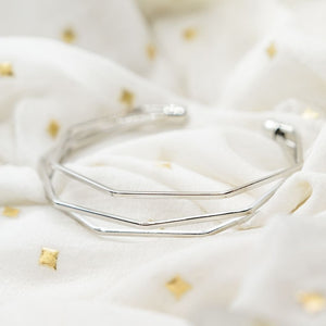 Adjustable Three Layer Silver Twist Angle Geometric Open Cuff Bangle Bracelet – The Colourful Aura