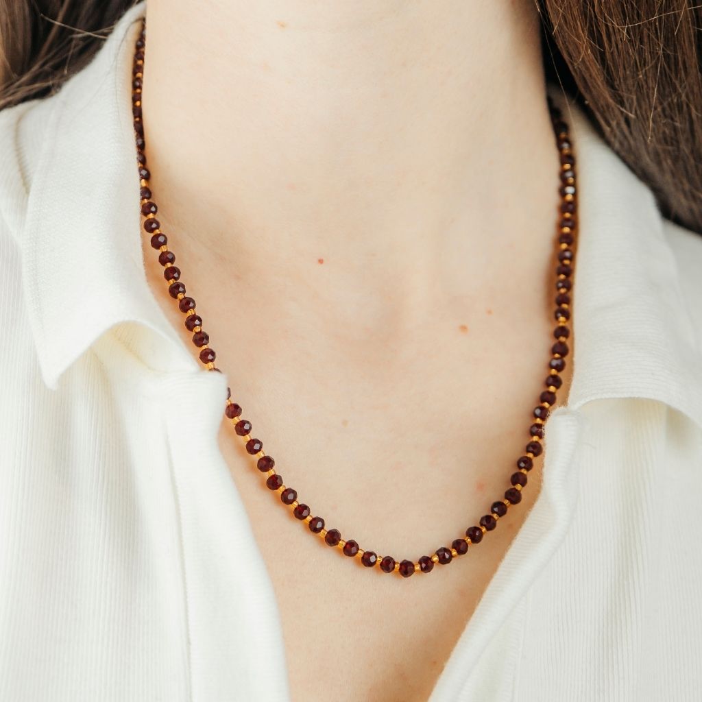 Red and Black Crystal Glass Pearl Beaded Unisex Everyday Choker Necklace — Boho Jewellery UK | The Colourful Aura