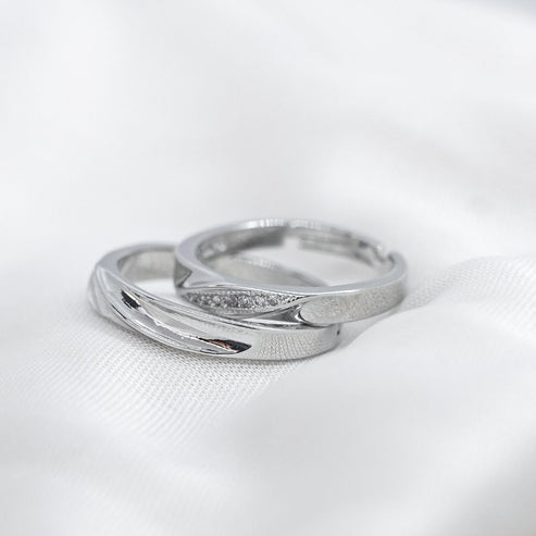 Silver Couple Promise Eternity Ring set