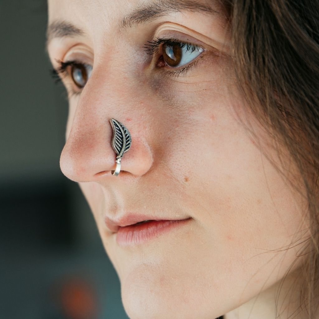 Leaf Floral Antique Quality Tribal Indian Traditional Clip On  Nose Pin — Boho Jewellery UK | The Colourful Aura