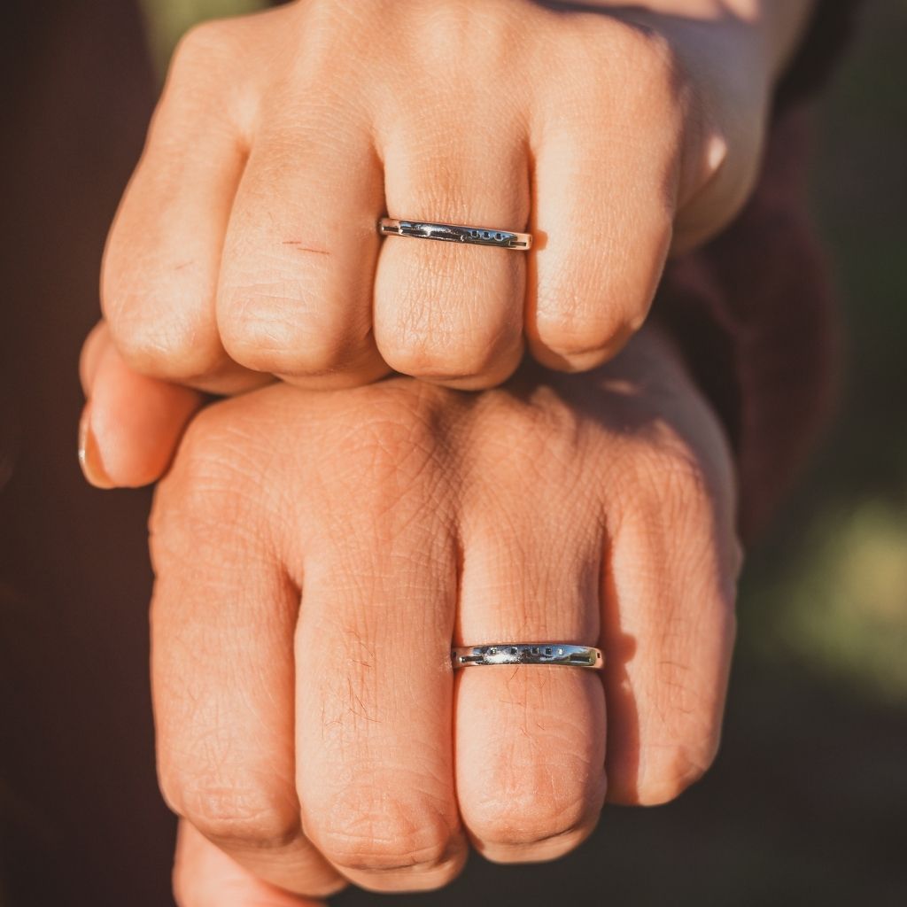 Square Black Design In Silver Ring