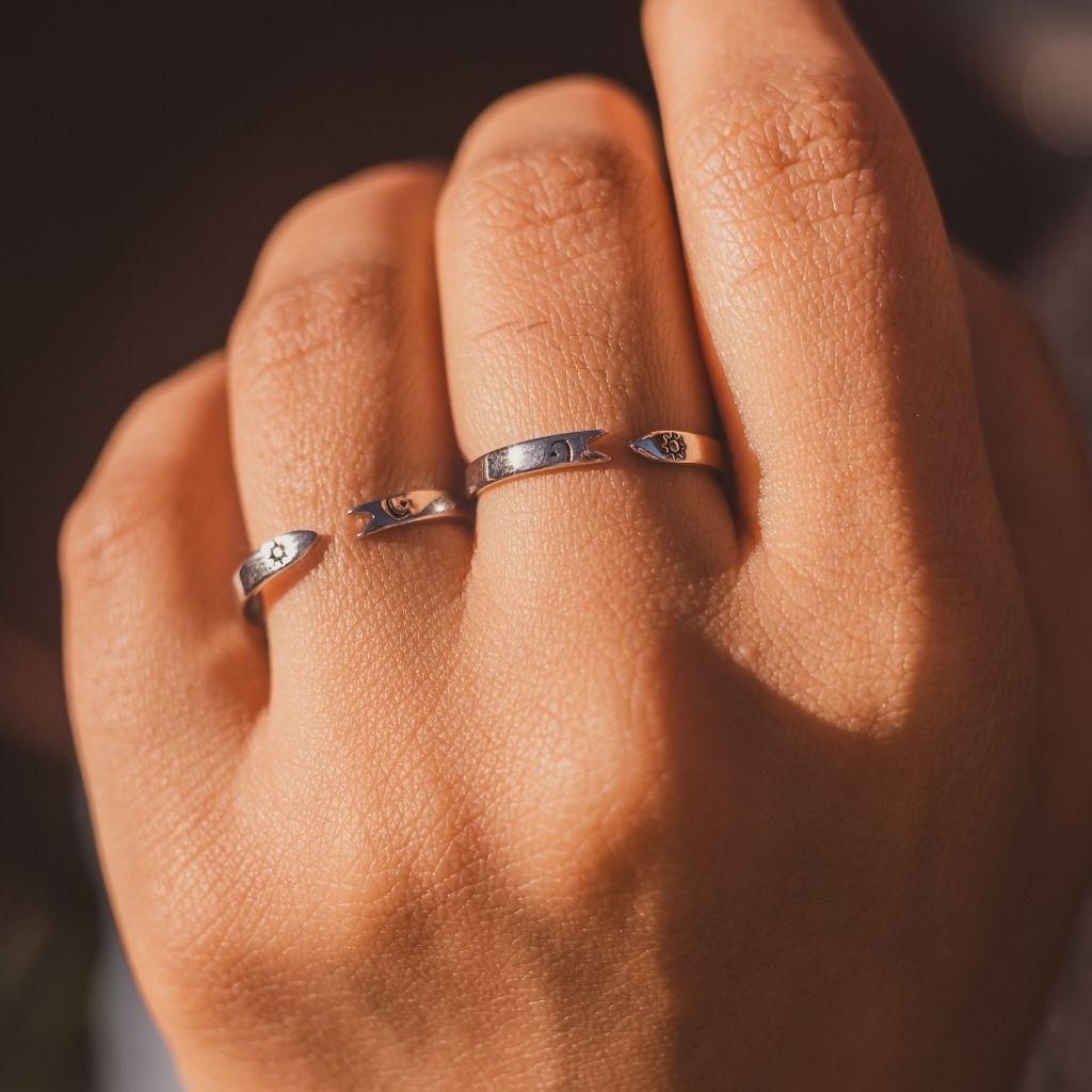 Moon And Sun Adjustable Promise Rings