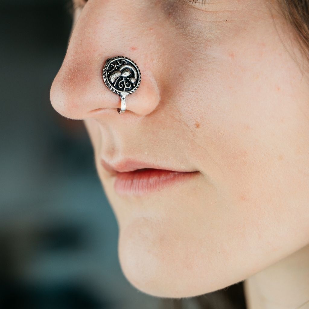 Peacock Silver Simple Clip on Non Pierced Tribal Nose Pin — Boho Jewellery UK | The Colourful Aura