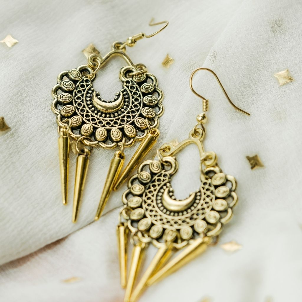 Oxidised Intricate Colourful Silver Plated Bohemian Indian Asian Drop Jhumkis