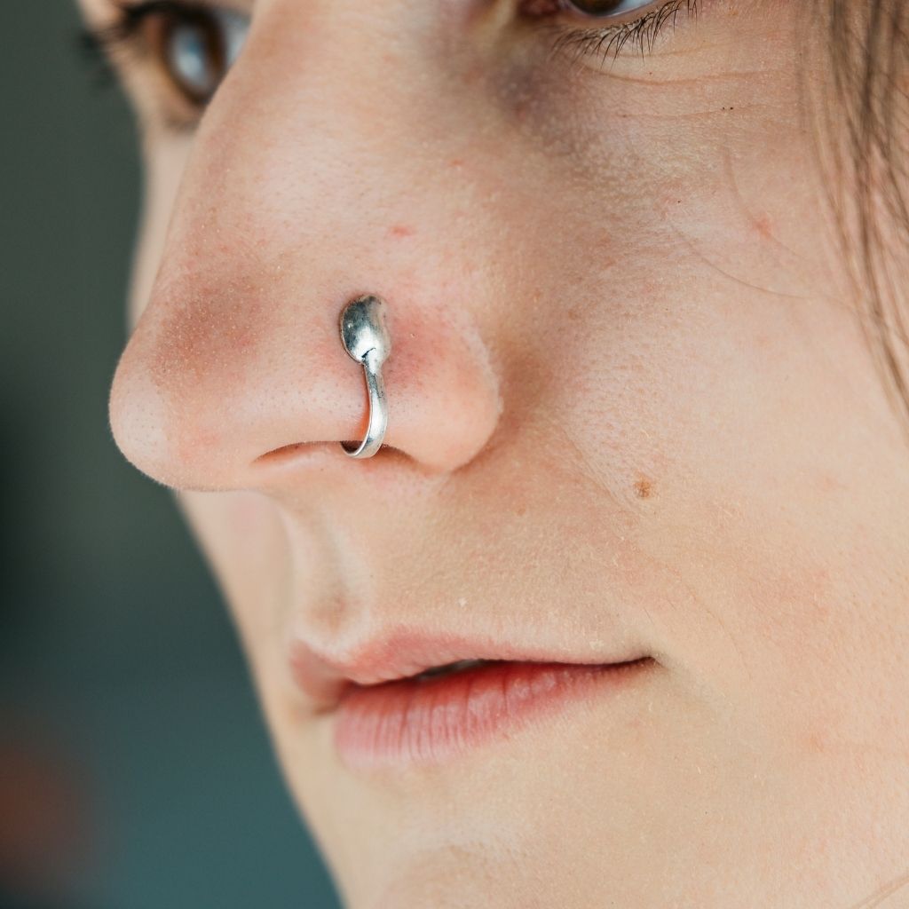 Oxidised German Silver Nose Pin