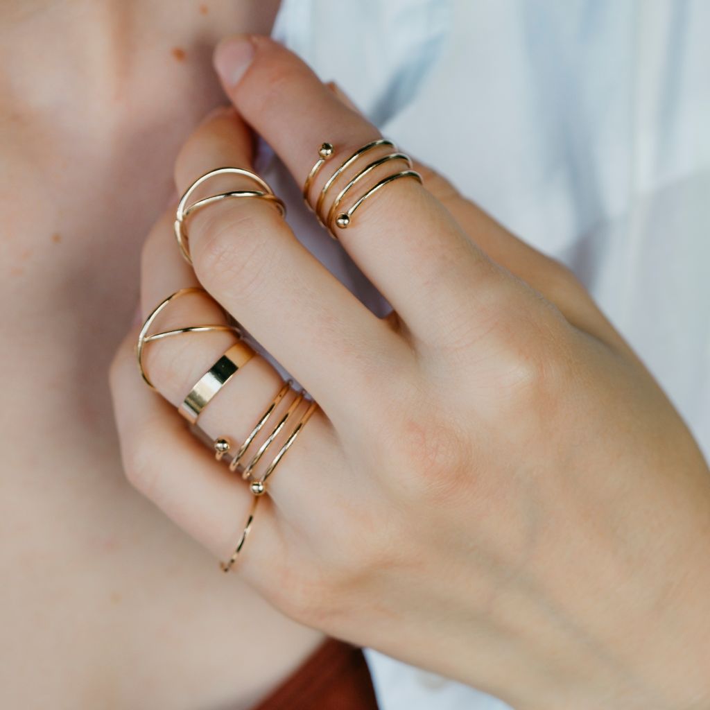 6 Piecs Gold Silver Spring Stacking Boho Thumb Rings Set – The Colourful Aura