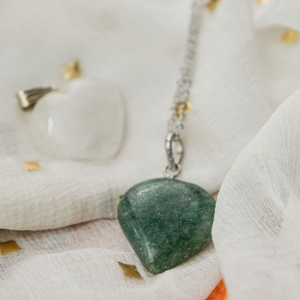 Purple Amethyst Amazonite Green Rose Quartz Heart Shape Pendant Necklace
