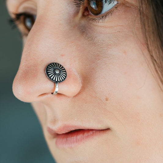 Oxidised Silver Round Nose Pin