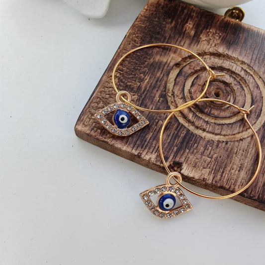 Large Evil Eye Hoop Earrings