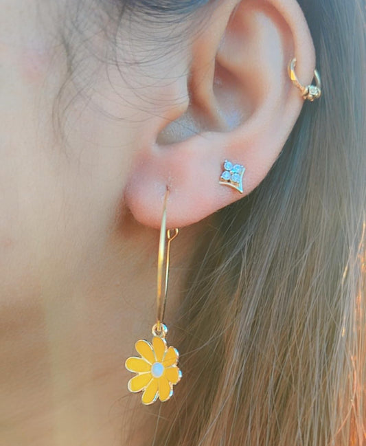 Dainty Enamel 30mm Floral hoops