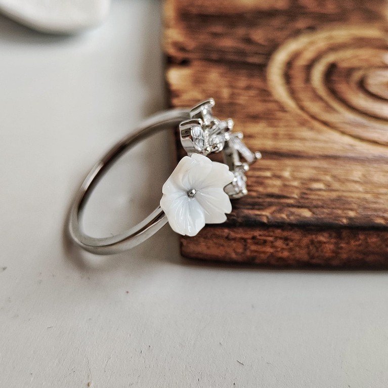 Adjustable Crystal Flower Branch Leaf Zircon Wedding Ring