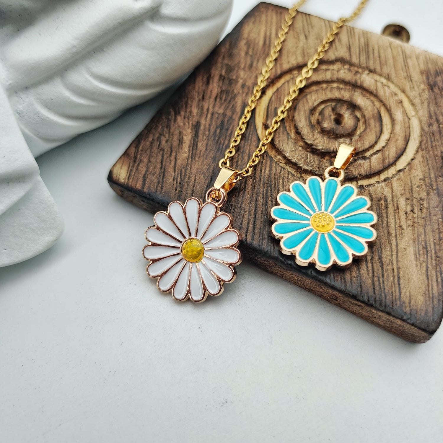 Blue Sunflower Charms Necklace