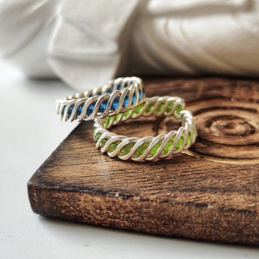 Green & Blue Link Chain Rings