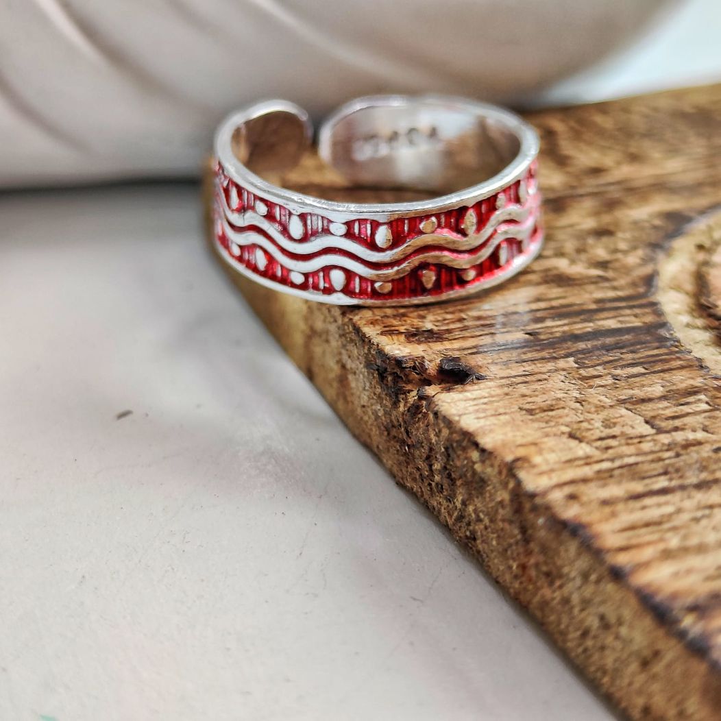 Red Floral Stacking Toe Ring