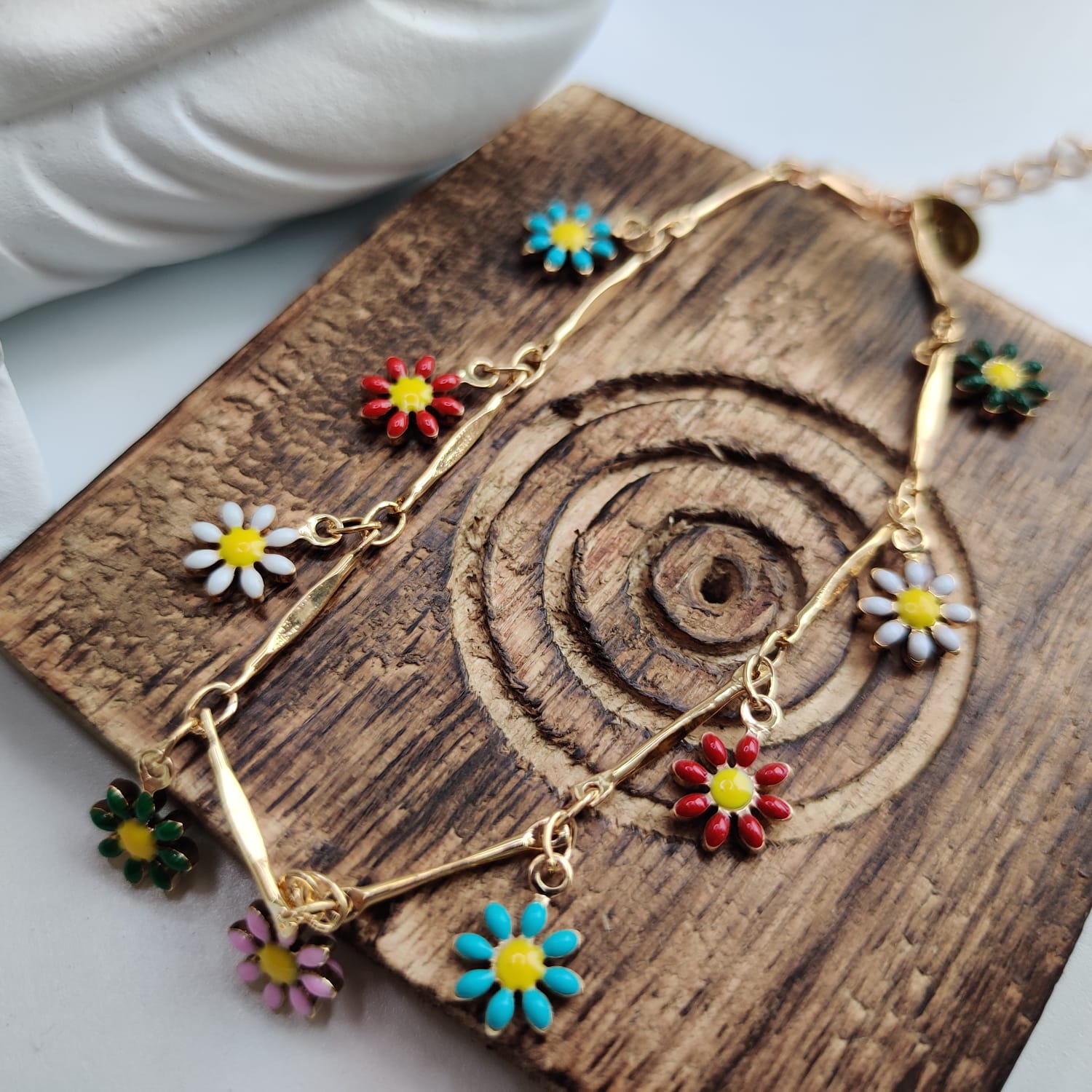 Colourful Rainbow Sun Flower Anklet