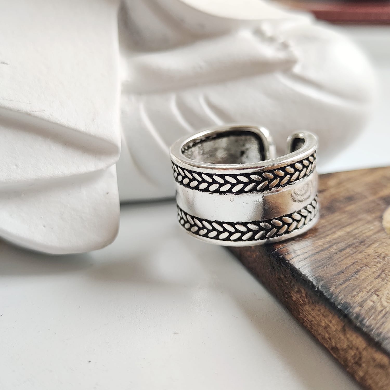 Adjustable Wide Band Sterling Silver Thick Thumb Cuff Ring