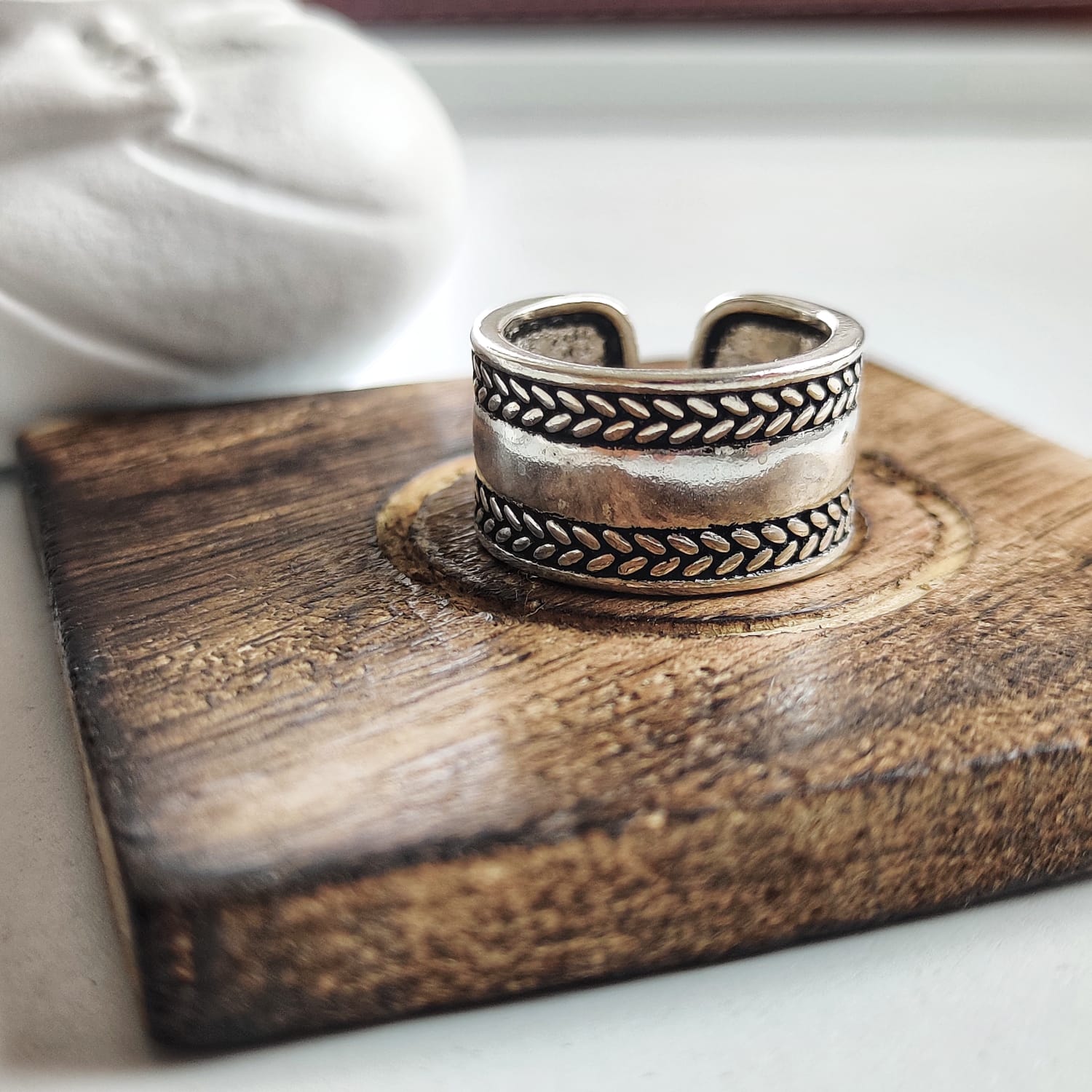 Adjustable Wide Band Sterling Silver Thick Thumb Cuff Ring