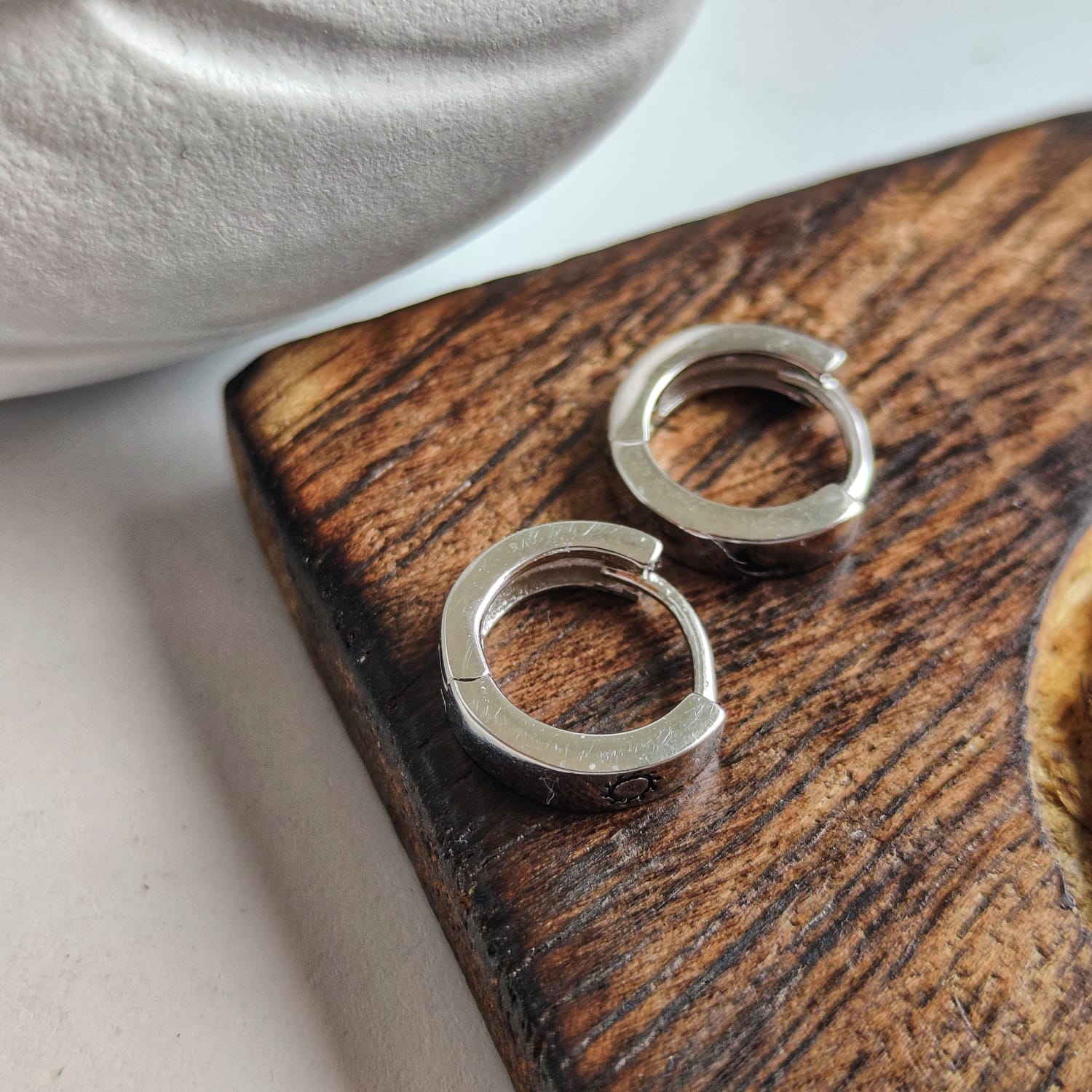 925 Silver Slim Sun Moon Minimalist Dainty Steampunk Unisex Hoop Earrings
