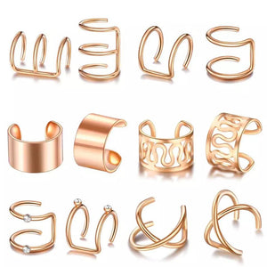 Rose Gold 12 & 6 Piece Gold Adjustable Wire No Piercing Everyday Cartilage Helix Ear Cuff detail view 6 — Boho Jewellery UK | The Colourful Aura