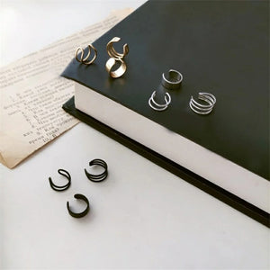 Black Gold Plated 3 Piece Adjustable Non Piercing Everyday Helix Ear Cuff Band (Close-up Detail) | The Colourful Aura