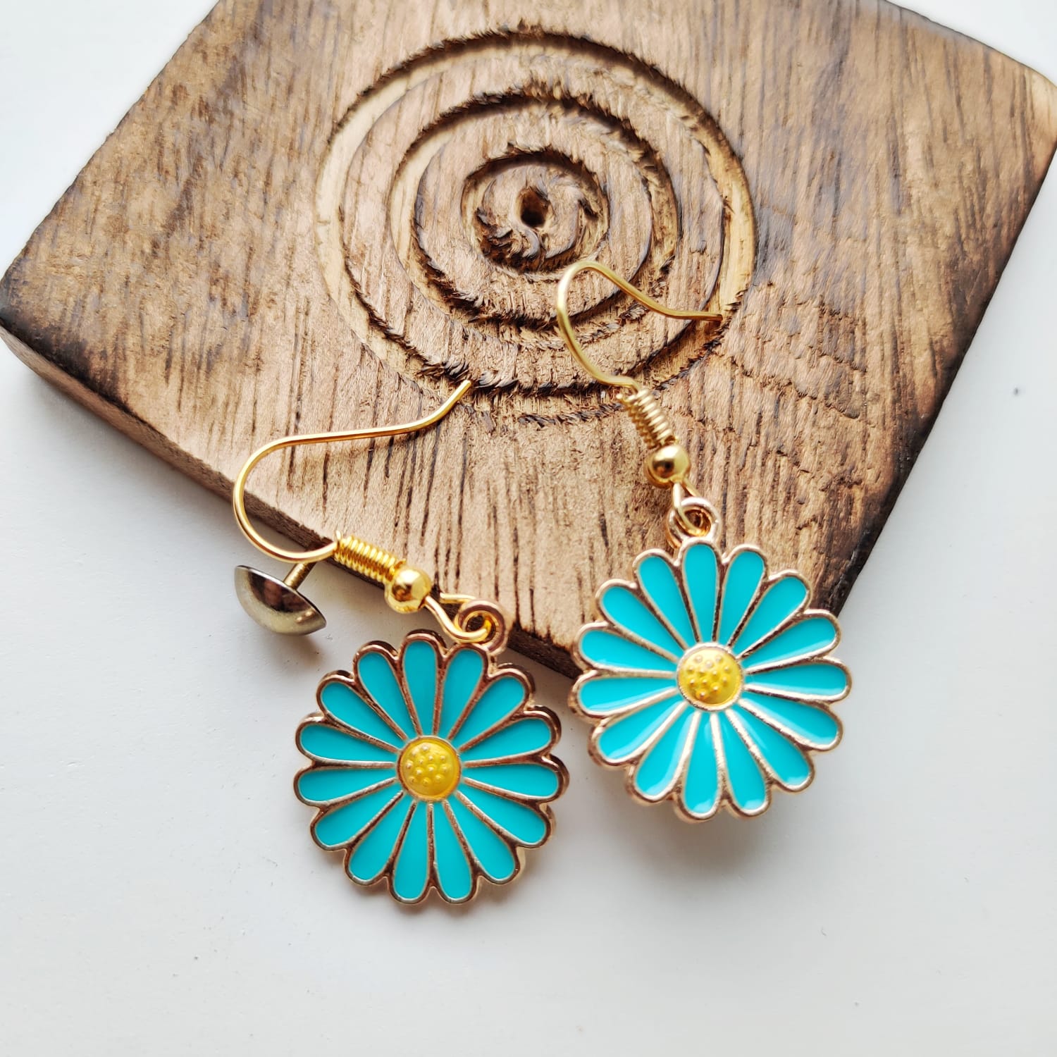 Sunflower Floral Charm Sun Flower Dainty Boho Floral Hook Drop Earrings