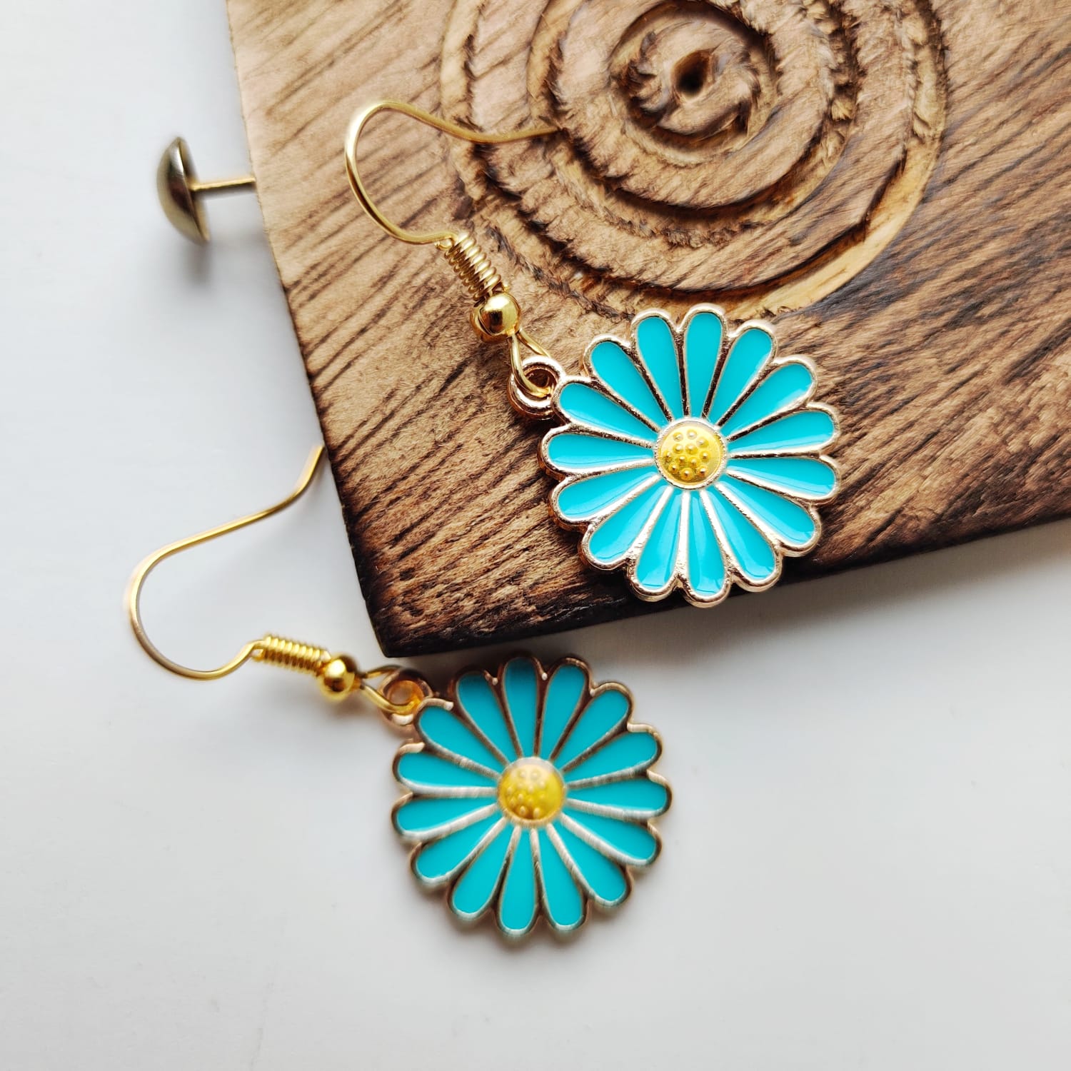 Sunflower Floral Charm Sun Flower Dainty Boho Floral Hook Drop Earrings
