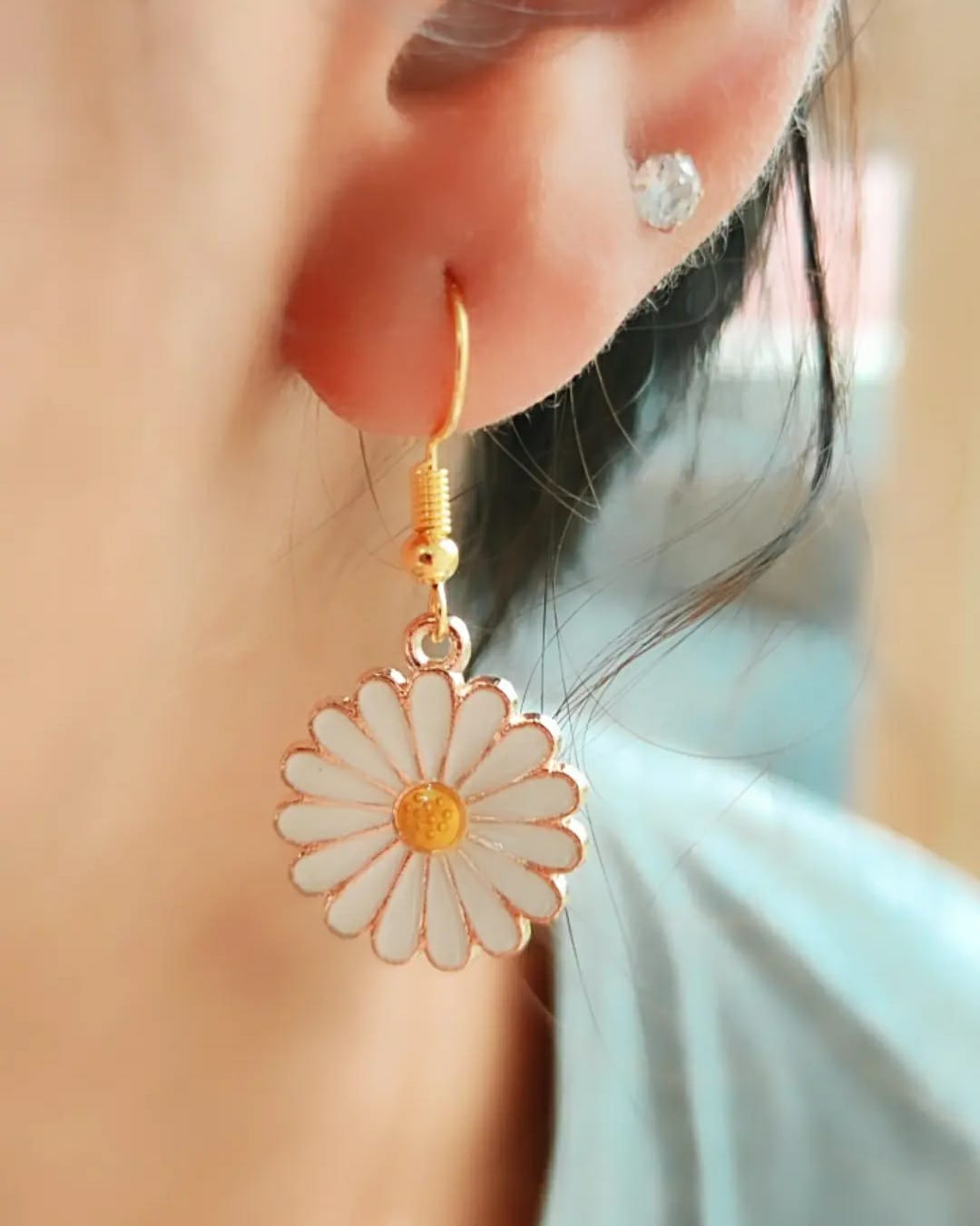Sunflower Floral Charm Sun Flower Dainty Boho Floral Hook Drop Earrings