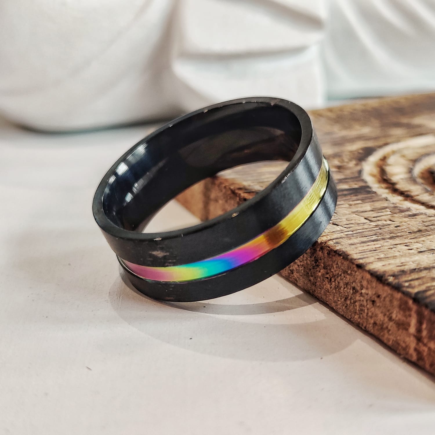 8mm Stainless Steel Unicorn Rainbow Unisex Thumb Band Ring