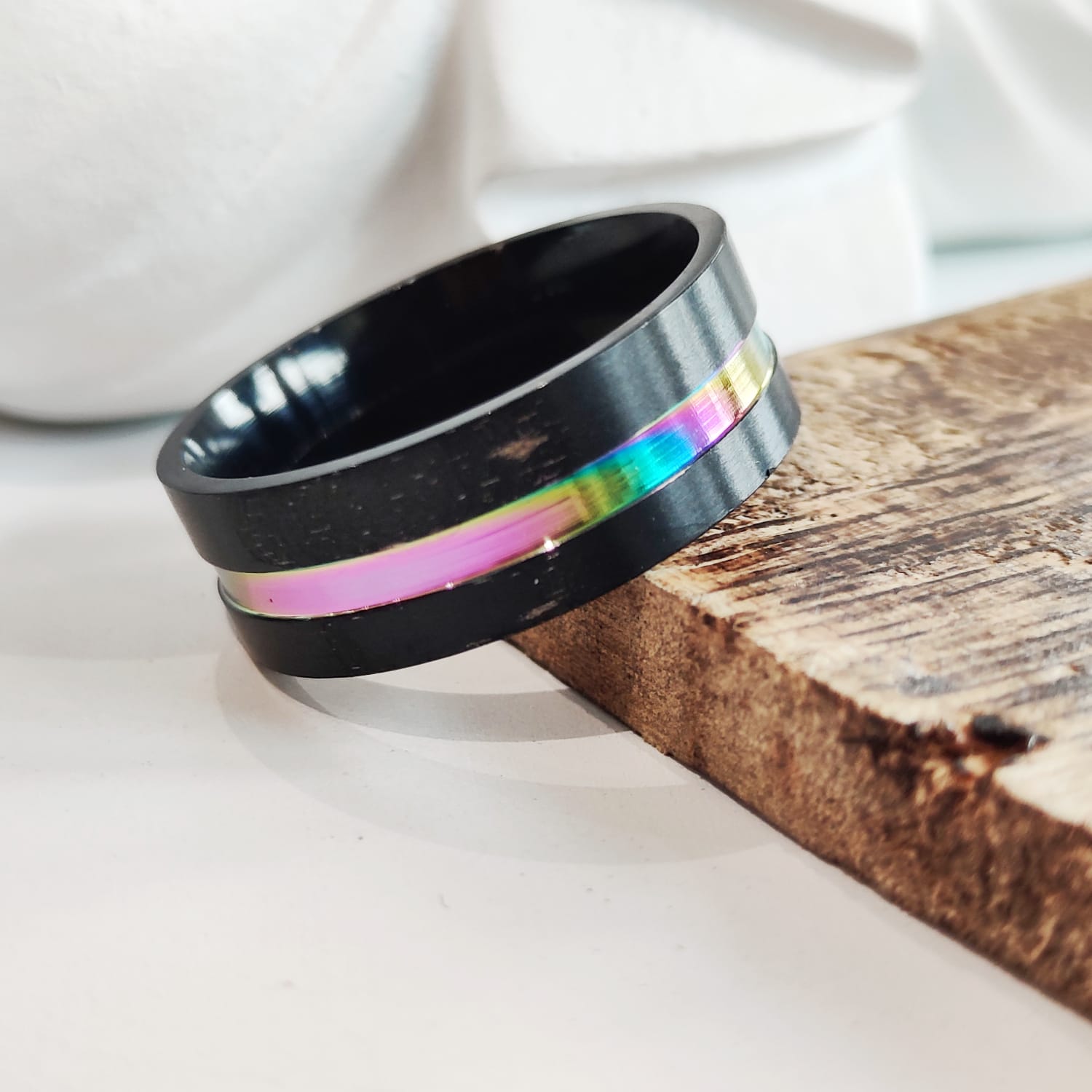 8mm Stainless Steel Unicorn Rainbow Unisex Thumb Band Ring