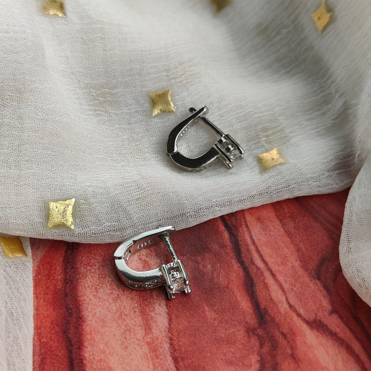Sterling Silver U Shape Hoop Studs Minimalist Stud Ear Pierced Zircon Earrings — Boho Jewellery UK | The Colourful Aura