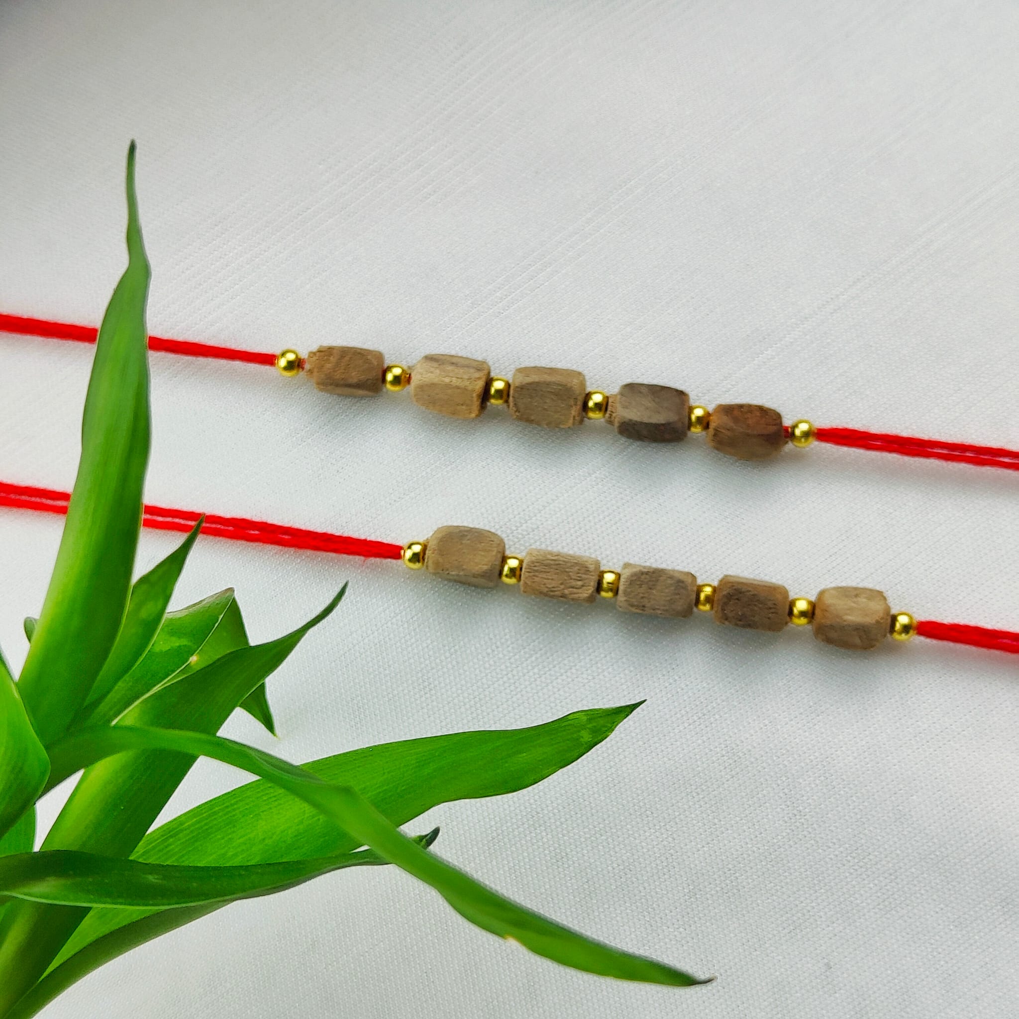 Indian Tulsi Square Beaded Rakhi for raksha Bandhan for Brother