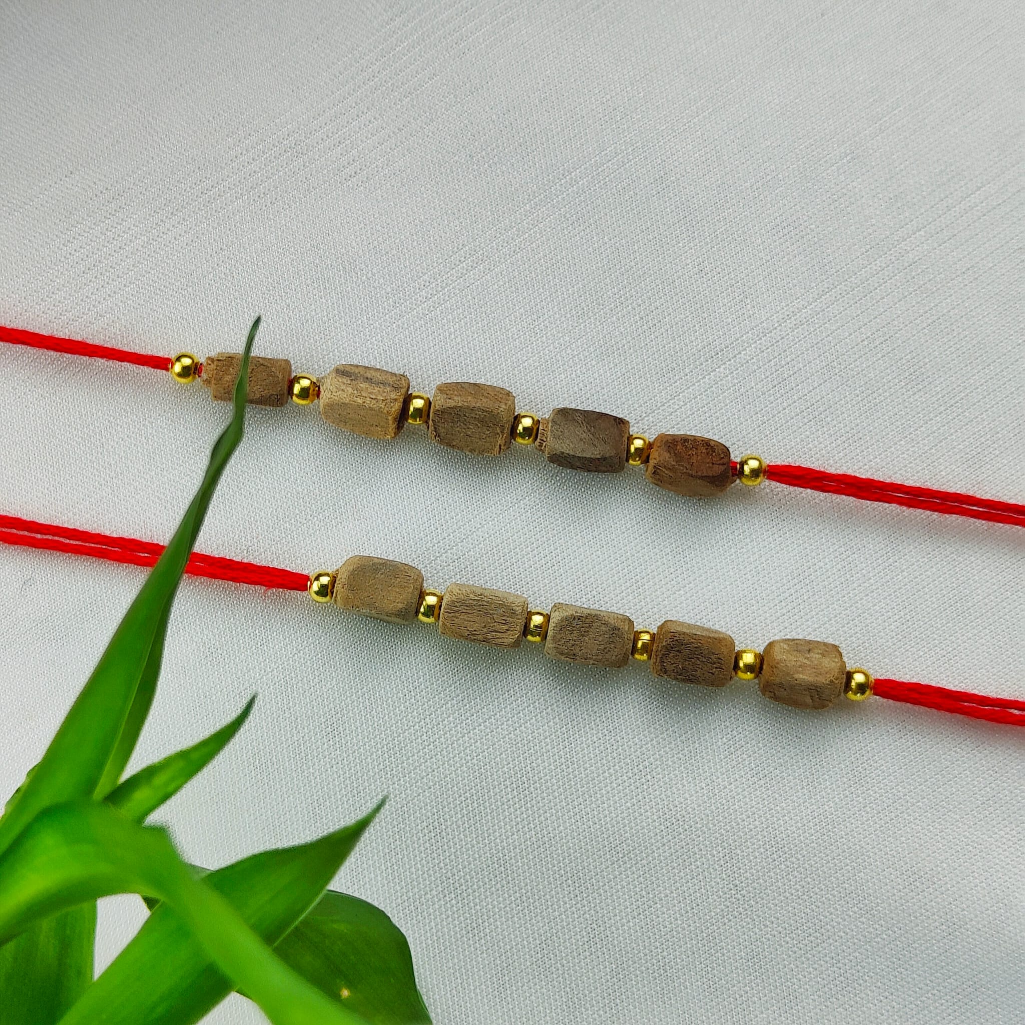 Indian Tulsi Square Beaded Rakhi for raksha Bandhan for Brother