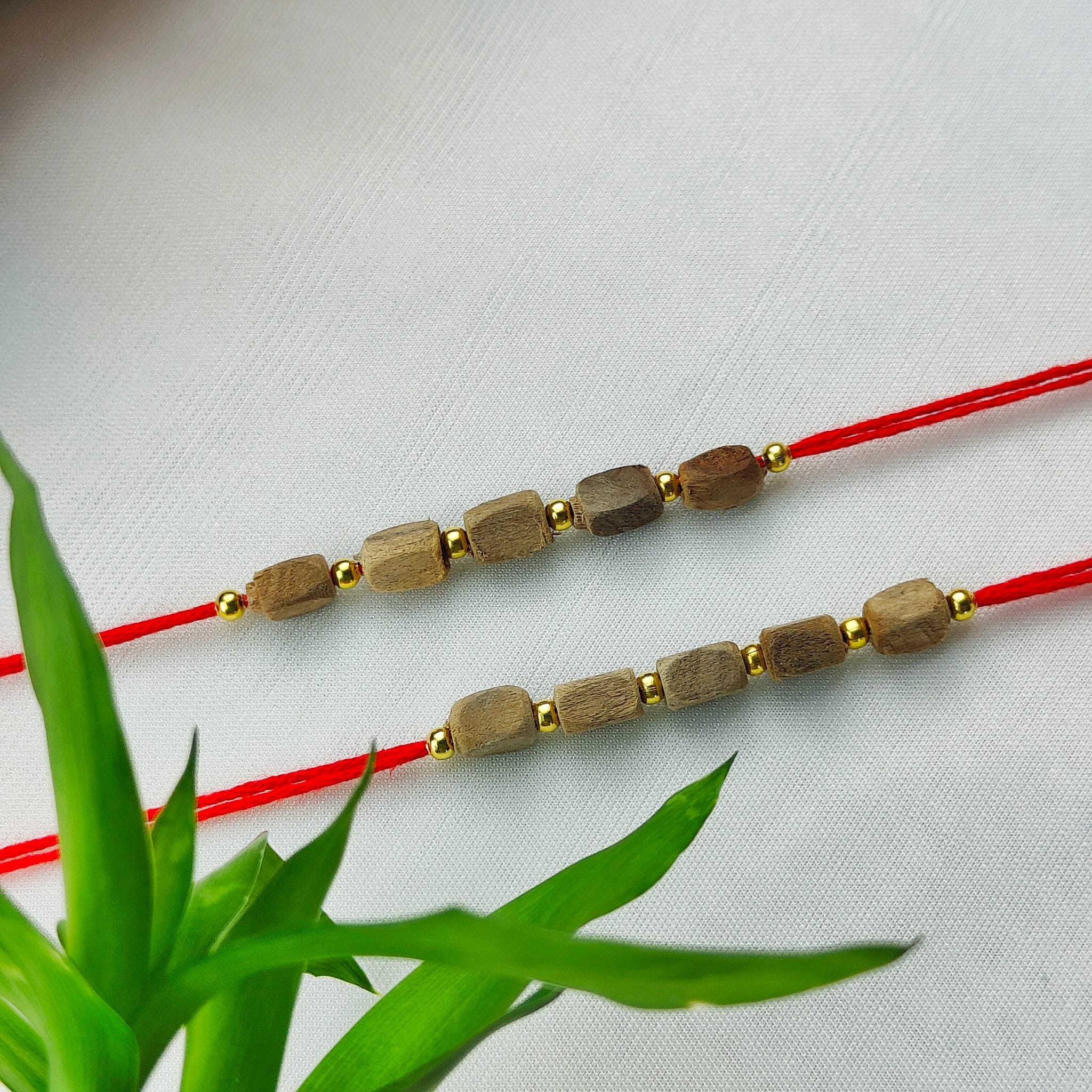 Indian Tulsi Square Beaded Rakhi for raksha Bandhan for Brother