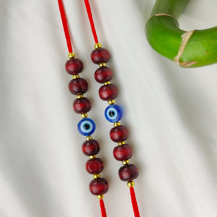 Red Sandalwood Evil Eye Rakhi