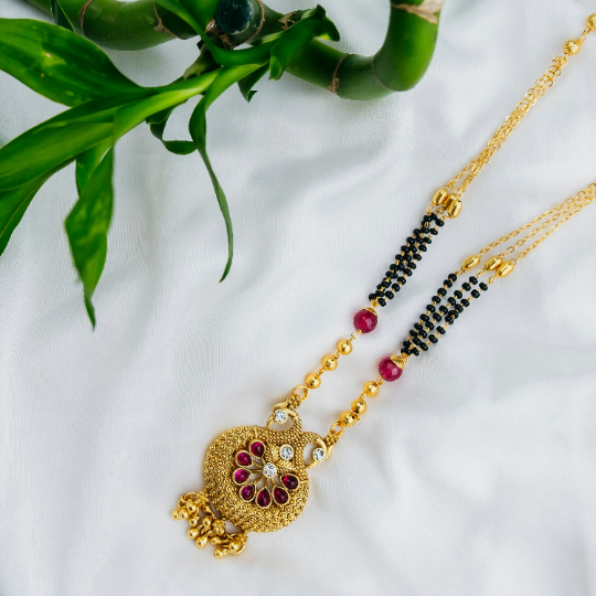 Brass Indian Mangalsutra Black Beads Wedding Ethnic Asian Pendant Necklace — Boho Jewellery UK | The Colourful Aura