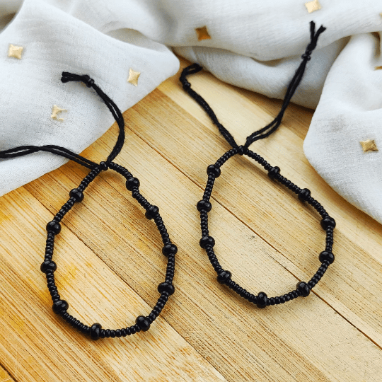 Silver black beads bangles 2025 for baby