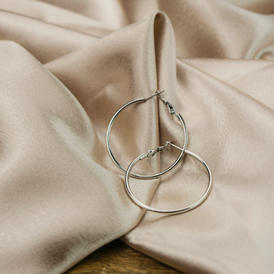40MM Gold Large Round Dainty Minimal Pipe Threader Statement Hoop Earrings