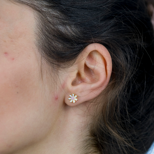 Stainless Steel Colourful Daisy Summer Floral Sun Flower Minimalist Stud Earring