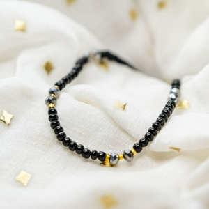Multicolour Black Silver Beaded Indian Nazar Magalsutra Everyday Bracelet — Boho Jewellery UK | The Colourful Aura