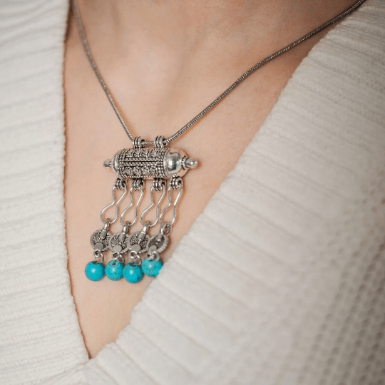 Blue Turquoise Amulet Large Necklace