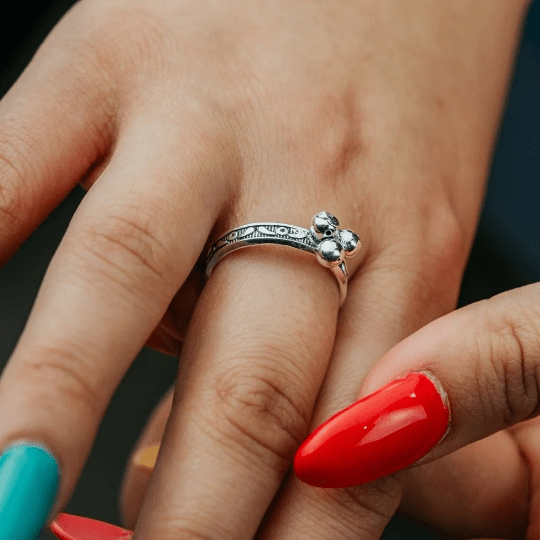 Adjustable Dainty Silver Three Ball Stacking Tribal Slim Ring – The Colourful Aura