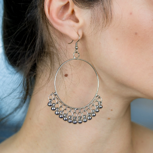 Oxidised silver 2025 big jhumkas