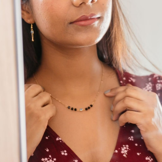 Evil Eye Black Beads Indian Mangalsutra Nazar Protection Necklace