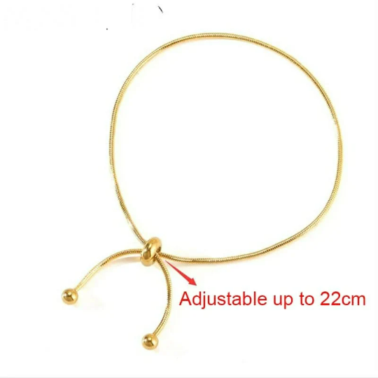 Stainless Steel Bow Knot Sliding Snake Chain Adjustable Anklet Bracelet