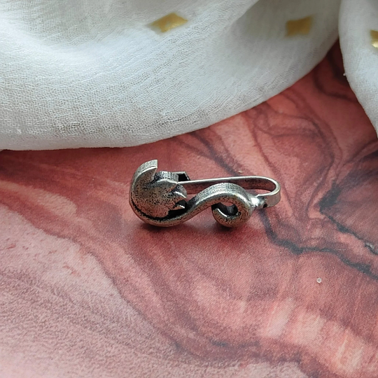Lotus Floral Oxidized German Silver Clip on Non Pierced Tribal Boho Nose Pin