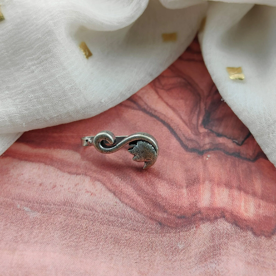Lotus Floral Oxidized German Silver Clip on Non Pierced Tribal Boho Nose Pin