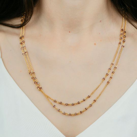 Two Strand Gold Pearl Necklace