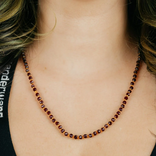 Red and Black Crystal Glass Bead Pearl Choker Necklace