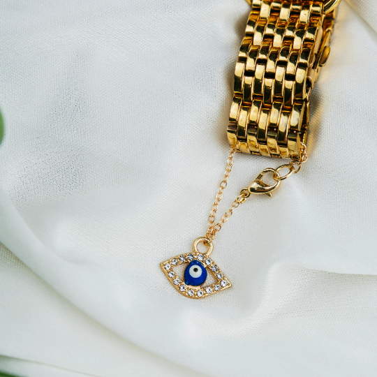 Dainty Silver Evil Eye Zircon IWatch Strap Dangle Jewellery Charm