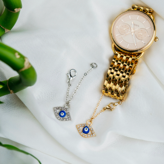 Dainty Silver Evil Eye Zircon IWatch Strap Dangle Jewellery Charm